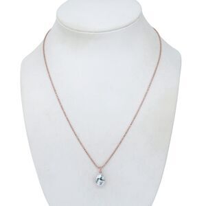 Vintage Sterling Silver Rose Gold Tone Howlite Teardrop Pendant Necklace 17.5"